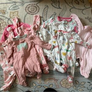 LIKE NEW NEWBORN Baby Onesies Set in Pink and White